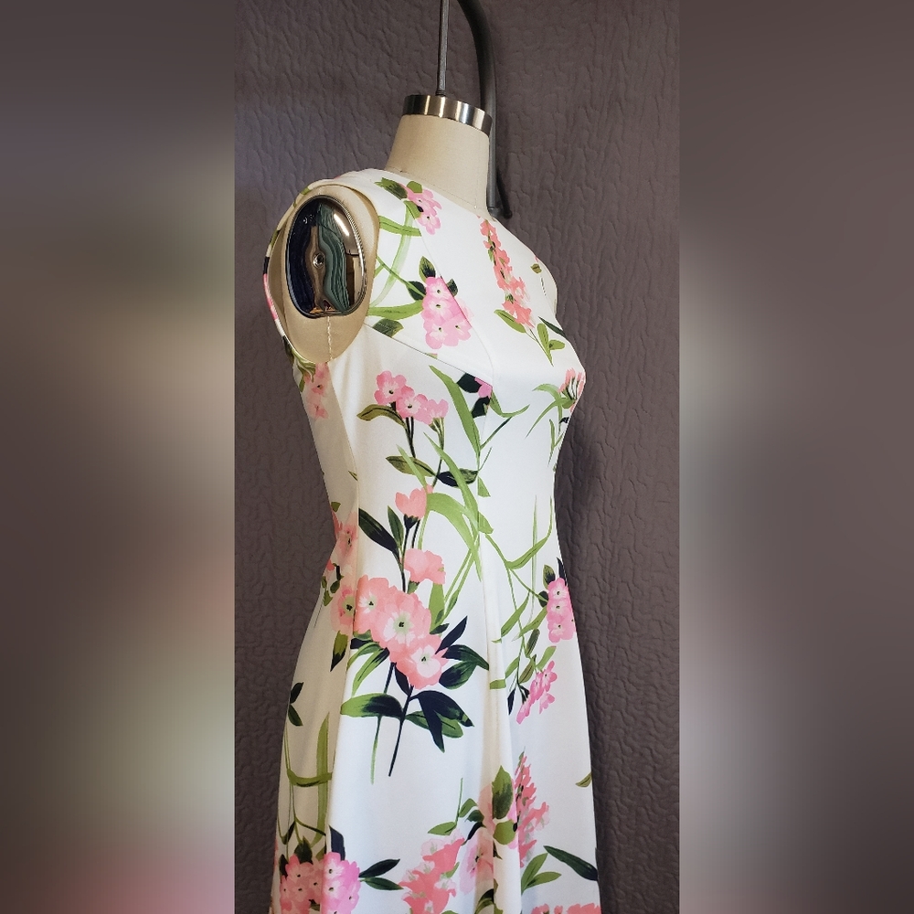 TH Pink and White Fit and Flare Dress